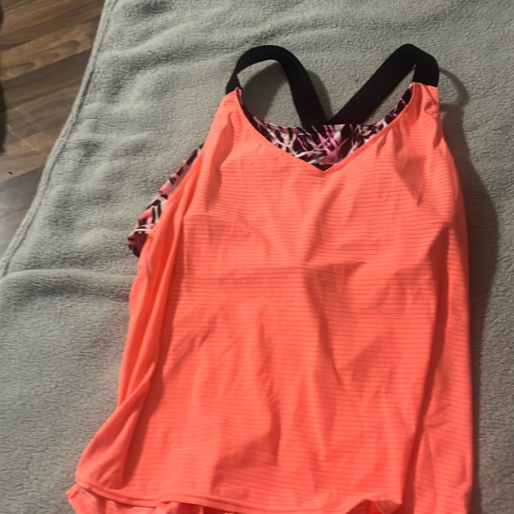pink tank top with built in bra